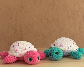 Handmade Confetti Turtle Plush | Colorful Crochet Toy | Rainbow Sea Creature Gift