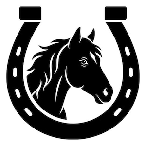 Horse Horseshoe Svg File, Western Ranch Clipart, Horse Horseshoe Vector Clipart, Cut Files for Silhouette, Commercial Use, Digital Download