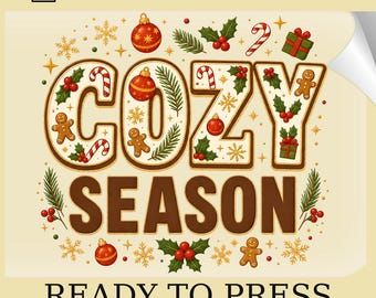 Cozy Season DTF Transfer: Thankful Mistletoe, Christmas Heat Print (Ready To Press)