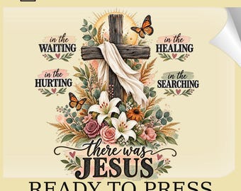 Floral Religious DTF Transfer: Floral Cross, Jesus Heat Print Design (Ready To Press)