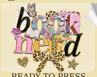 Coquette Book Nerd DTF Transfer: Watercolor Floral Reading Quote (Ready to Press)