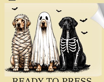 Halloween Dogs DTF Transfer: Trick or Treat Heat Print Design (Ready To Press)