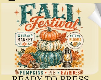 Fall Festival DTF Transfers: Retro Autumn Fall Pumpkins Heat Print Design