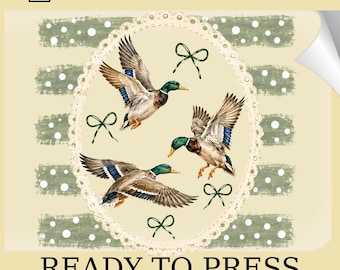 Hunting Season DTF Transfer: Brushstroke Autumn Ducks (Ready To Press)