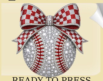 Coquette Faux Jewel Baseball DTF Transfer: Heat Print (Ready to Press)