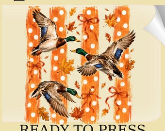 Hunting Season DTF Transfer: Brushstroke Autumn Ducks (Ready To Press)