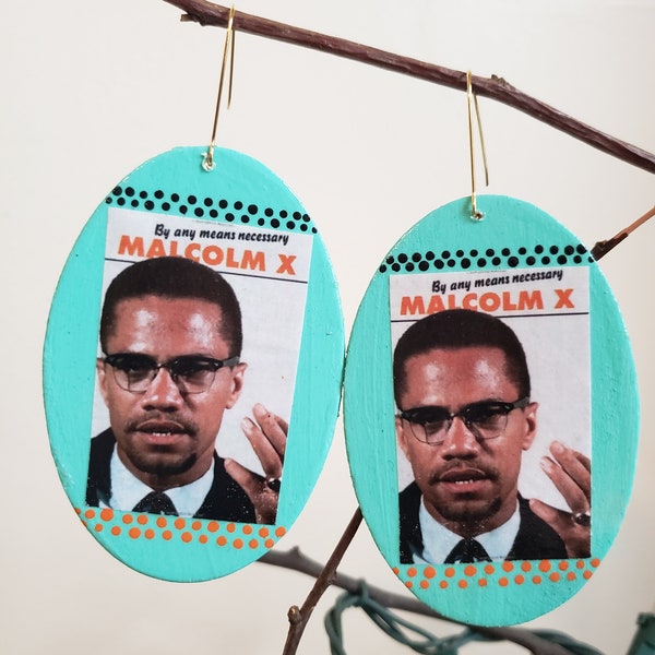 Malcolm X Ultralight handmade wooden earrings