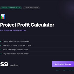 Calculadora de beneficios para desarrolladores web freelance / Hoja de cálculo para presupuestos de clientes (Descarga digital)