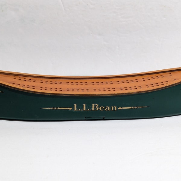 LL Bean Paddlers Green Canoe Cribbage Board - 2 Person Cards Game Scoring Board