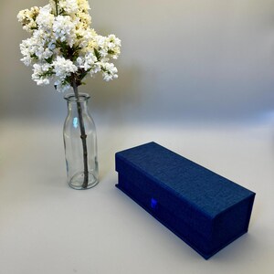 Handcrafted Blue Linen Keepsake Box | Memory Box | Decorative Storage Box