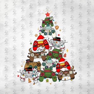 Aquarel gaming controller kerstboom PNG, kerstontwerp voor gamers, video game vakantie PNG sublimatie, schattige kinderen gamen kerst PNG