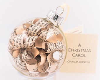 A Christmas Carol - Vintage Book Ornament - Charles Dickens - Bookish Christmas Bauble - Holiday Decorations - Unique Gifts for Book Lovers