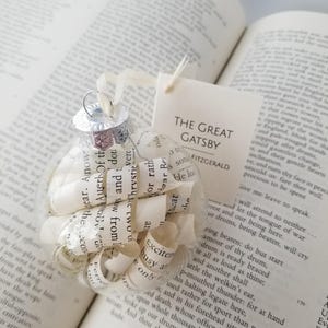 The Great Gatsby - F. Scott Fitzgerald - Vintage Novel Ornament - Upcycled Book Page Christmas Ornament - Holiday Decorations Home Decor
