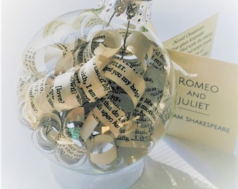 Romeo and Juliet - Vintage Novel Ornament - William Shakespeare - Book Ornament - Teachers Gift - Holiday Decorations Home Decor