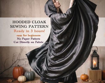 Mantello con cappuccio - Cartamodello per adulti e bambini / Tutorial facile per principianti / Costume di Halloween