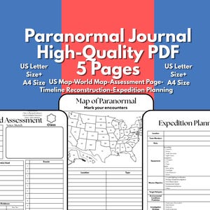 Diario de Criptozoología imprimible en PDF / Registro de investigación paranormal, planificador de expediciones, evaluación de pruebas, cronograma y mapas (PDF digital)