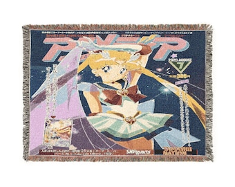 Sailor Moon Retro Anime Woven Blanket | Pixel Art Throw