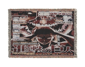 Dark Anime Demon Face Woven Blanket | Manga Collage