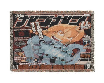 Retro Mecha Pumpkin Robot woven blanket | Anime arcade pixel art
