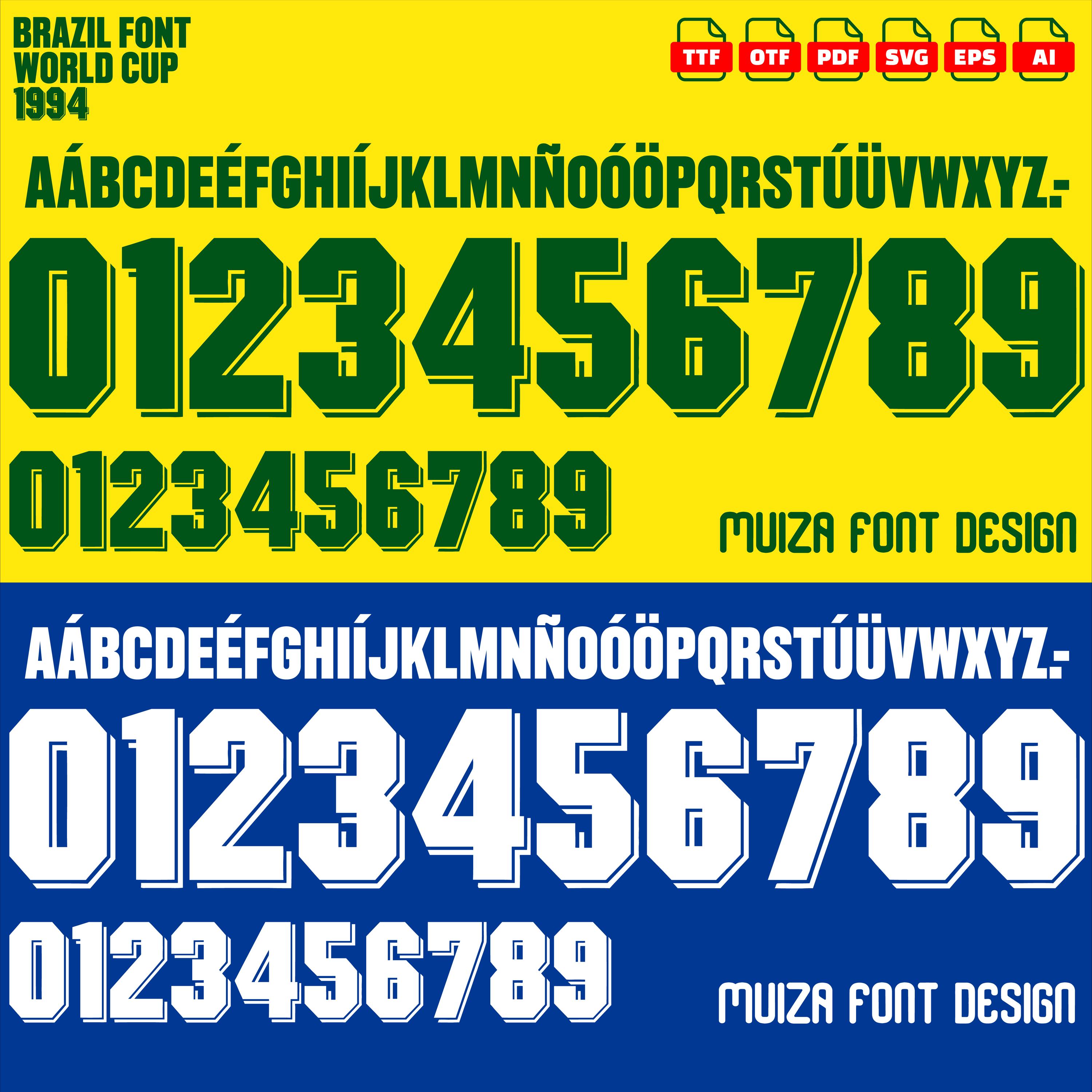 Brazil World Cup 1994 Font Vector - OTF TTF Ai Svg Pdf Eps | Home