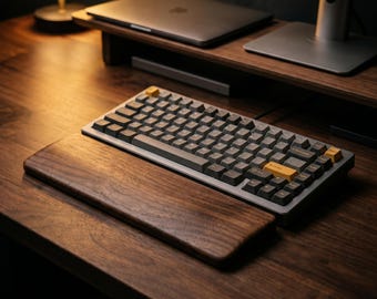 Solid Wood Keyboard Wrist Rest, Ergonomic Palm Support, 6 Sizes for 60% to Full-Size Mechanical Keyboards, Japandi Desk, Gift for Him
