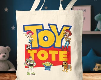 Toy Story Tote Bag, Canvas Toy Storage Bag, Toy Organizer Tote, Kids Travel Activity Bag, Playroom Storage, Gift for Kids