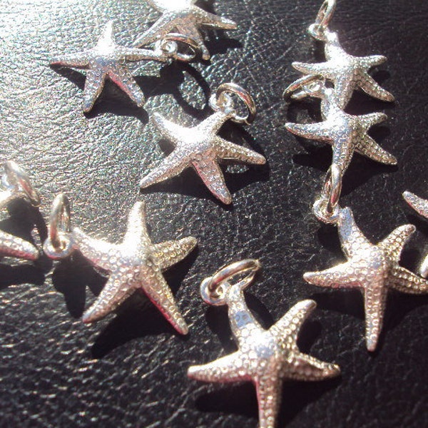 Sterling Silver STARFISH Charm Pendant 21x17mm 1 Piece...beach theme jewelry...solid and detailed