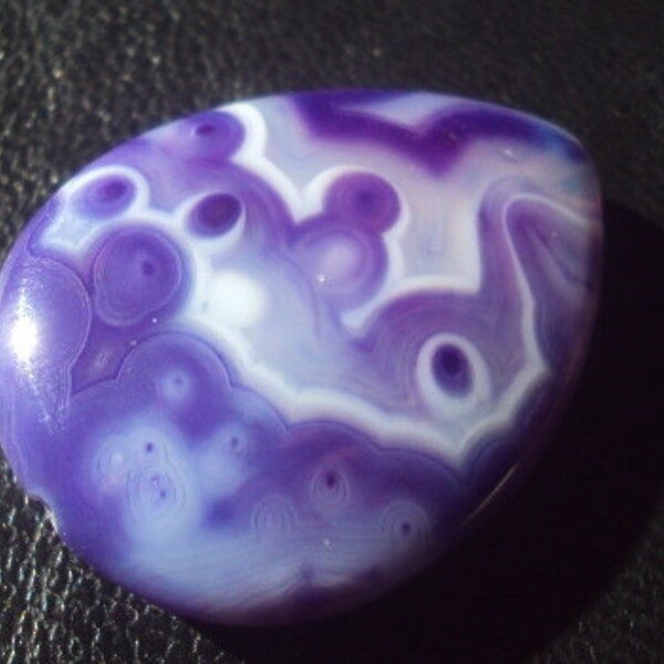Purple Lavender White AGATE Teardrop Pear Pendant Focal Bead 40x30mm 1 Piece