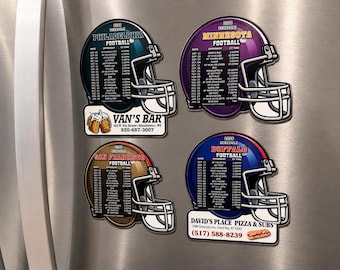Custom Football Helmet Schedule Magnet | Team Fan Fridge Magnet