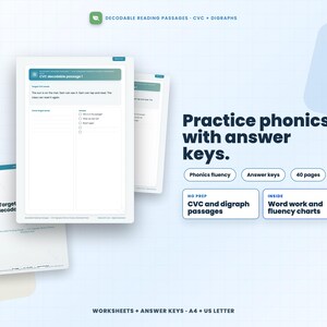 Decodeerbare leespassages | CVC Digraphs Phonics Fluency pdf
