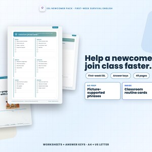 ESL Newcomer Paket | PDF Überlebens Englisch Klassenzimmer Phrasen Arbeitsblätter