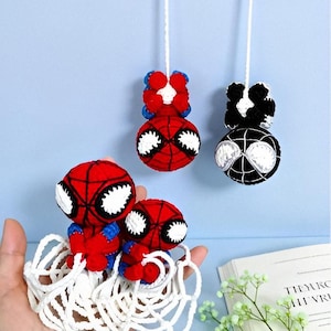 Mini Spider-Man Web Hanging Crochet Pattern | Amigurumi Car and Bag Charm | Crochet Keychain PDF | Digital Download