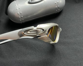 Jaren 90 metalen wit rood Oakley Plate Y2k zeldzame vintage Gorpcore gepolariseerde zonnebril VS