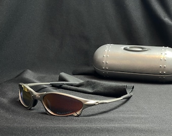 Vintage Oakley Penny Titanium met doos Hardcase rode lenzen Vintage jaren 90 fietsen hardlopen Gorpcore en buitenzonnebril