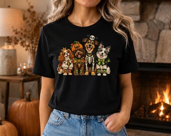 Camiseta de Halloween para hombre con estampado de calabaza y perro (PNG)