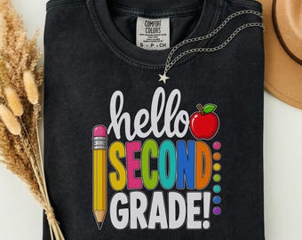 Hello Second Grade Team 2nd Grade Back to School Teacher Kid T-Shirt PNG