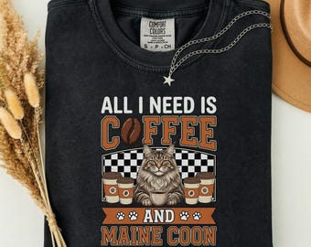 Amante del café, todo lo que quiero es café y Maine Coon (PNG divertido)