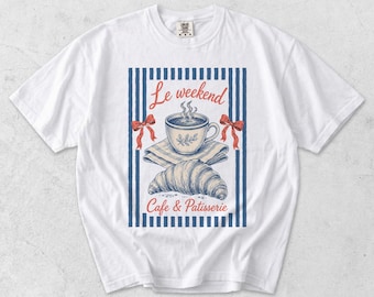 Le Weekend Cafe & Patisserie PNG: French Coffee Croissant Aesthetic png Vintage Paris Brunch Design