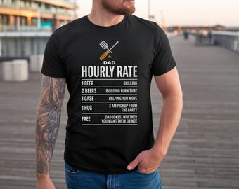 Camiseta divertida para el Día del Padre con tarifa por hora (PNG)