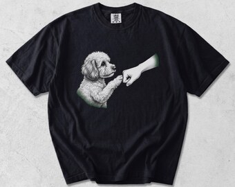 Imagen PNG de un perro chocando los puños: Lindo dibujo de cachorros, amistad, amantes de las mascotas, vínculo canino, PNG (descarga digital)