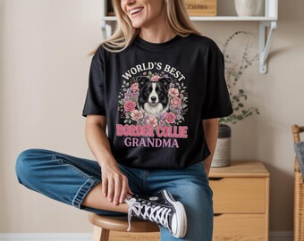 La mejor abuela del mundo dueña de un Border Collie vintage PNG