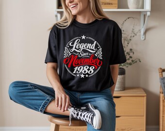 Camiseta PNG de leyenda de cumpleaños de noviembre de 1988, hombre niño desde noviembre de 1988