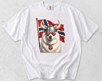 Norway Flag Norge Fan Cool White Dog Norwegian Pride T-Shirt PNG