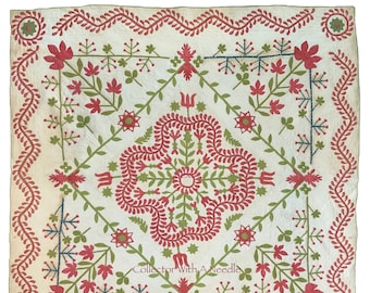 Patrón de patchwork con apliques de hojas de higuera y flores *Digital*