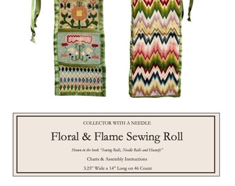 Historic Floral Flame Reproduction Sewing Roll Charts and Instructions **Digital**