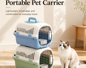 Hard-Sided Cat Carrier with Top Opening, Metal Door Pet Travel Crate