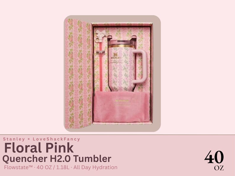 Stanley x LoveShackFancy 40oz Tumbler | Ribbon & Roses Travel Cup image 2