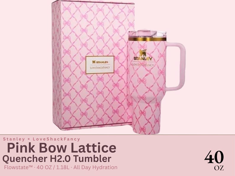Stanley x LoveShackFancy 40oz Tumbler | Ribbon & Roses Travel Cup image 1