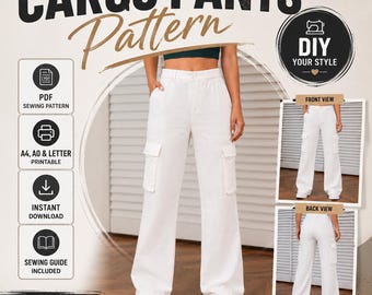 Women's Wide Leg Cargo Pants Sewing Pattern (PDF Download)