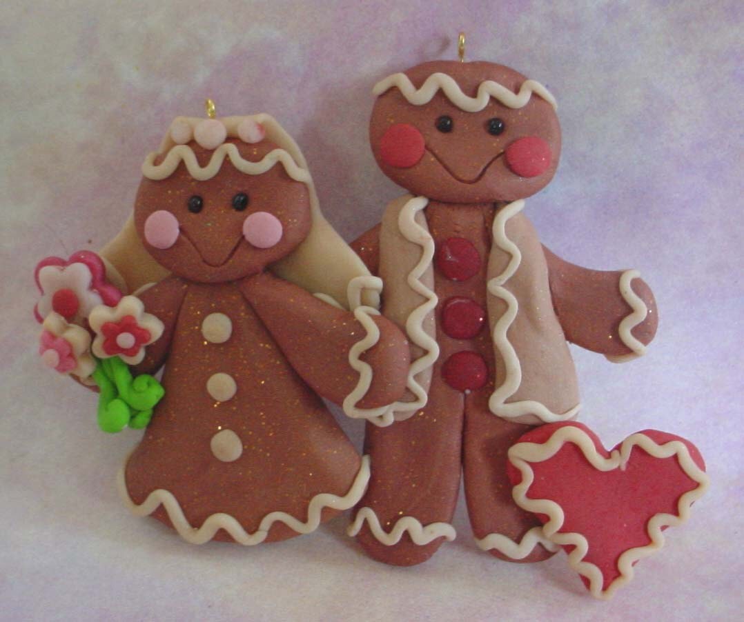 Gingerbread Bride Groom Wedding Couple Handcrafted Polymer - Etsy Nederland